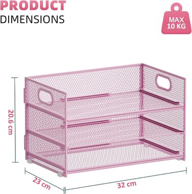 Органайзер для канцелярського приладдя Marbrasse, 3-рівневий органайзер для канцелярського приладдя з ручкою, сітчастий органайзер для файлів формату A4, канцелярське приладдя (рожевий) 36 x 28 x 20 см рожевий