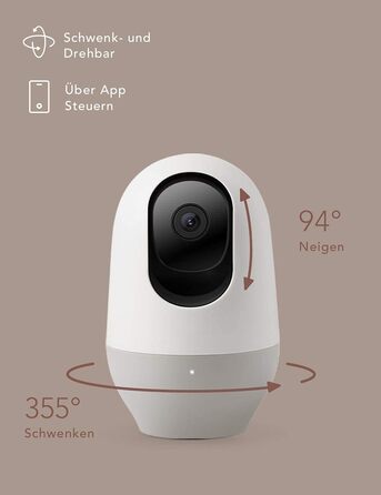 З камерою, Babyphone з камерою та мобільним додатком, 1080P HD Night Vision, AI Tracking, Intercom Function, Compatible with Alexa