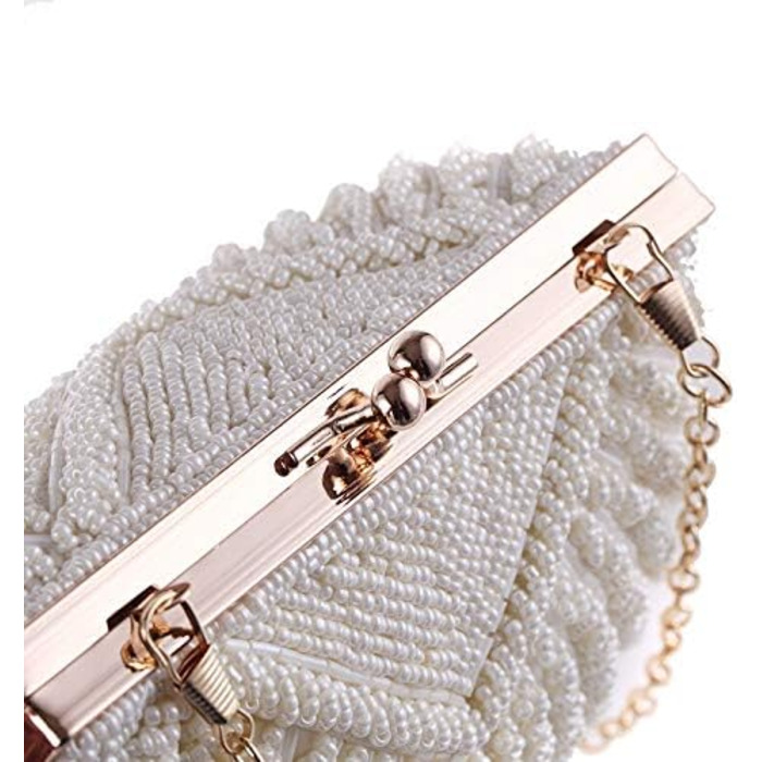 Клатч жіночий вечірній, сумка-клатч для нареченої, перли, перламутр, ланцюжок, бежевий