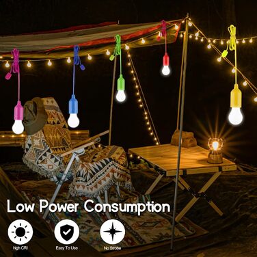 Комплект світлодіодних лампочок із шнуром, що працюють від батарейок, портативний підвісний ліхтар із шнуром для приміщень, вулиці, весілля, надзвичайних ситуацій, кемпінгу, прикраси, садових вечірок, 7-