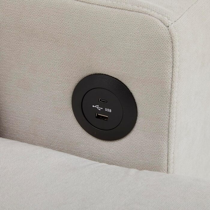 Кутовий диван зі сном та USB-портом, диван-ліжко з відділенням для зберігання речей, кутовий диван-ліжко з вбудованою полицею та боковими кишенями, L-подібний диван, меблі для вітальні, бежевий, оксамит