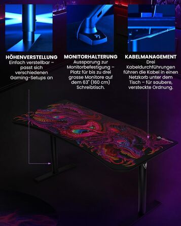 Надширокий вигнутий ігровий та офісний стіл Arozzi Arena з водовідштовхувальним килимком на всю поверхню, вирізами для організації кабелів та сіткою (Crawling Chaos)