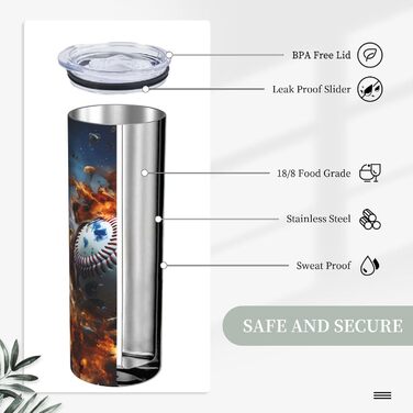 Кухоль з прямою трубочкою, 590 мл, Гарячий бейсбол, з принтом, дорожній кухоль, підходить для кемпінгу, офісу та дому