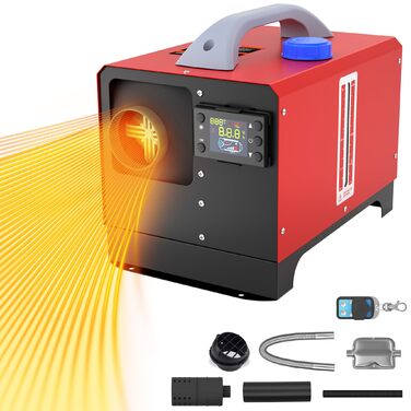 Дизельний паркувальний обігрівач потужністю 8 кВт, повітряний дизельний обігрівач 12 В з дистанційним керуванням, комплект повітряного дизельного обігрівача з РК-монітором та глушником, обігрівачі для будинків на колесах, автомобілів, вантажівок, будинків