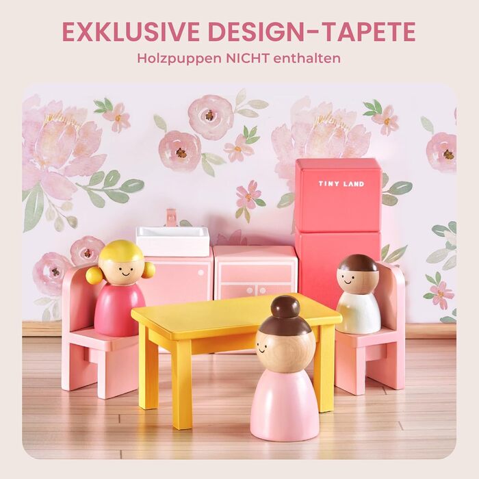 Дерев&39яний ляльковий будиночок Tiny Land для дівчаток дерев&39яний ляльковий будиночок з 6 кімнатами, будинок мрії своїми руками з 30 меблевими аксесуарами, подарунок для дівчаток віком від 3 років