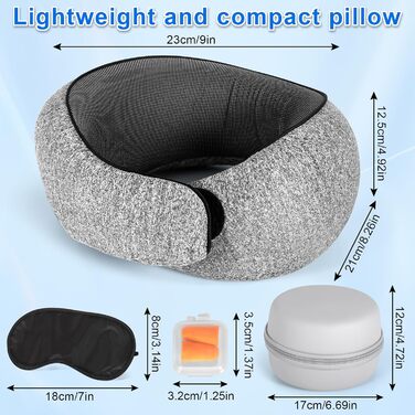 Регульована компактна Neck Pillow Airplane, ергономічна подушка для подорожей із затичками для вух, маска для очей, ящик для зберігання