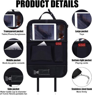 Автомобільний органайзер на заднє сидіння Datanly з піддоном, органайзер на заднє сидіння для дітей, килимки для авто, для подорож