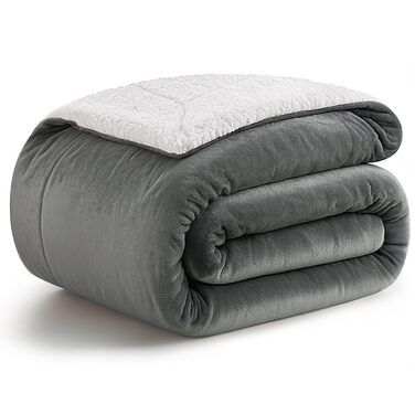 Плюшева ковдра KANKAEU 160x200 см, 550 г/м, надзвичайно м&39яка та товста ковдра, двостороння фланель та шерпа, плед для дивана, ліжка, кушетки, зима, можна прати в пральній машині, подарунковий сірий колір 160x200 см