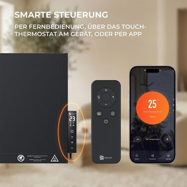 Інфрачервоний високопродуктивний обігрівач BR Bringer 1200 Вт - компактний інфрачервоний обігрівач 6030 см з вбудованим сенсорним термостатом, Wi-Fi та додатком - альтернатива радіаційному обігрівачу для використання в приміщенні та на вулиці (білий)