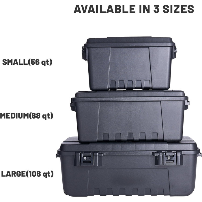 Спортивний багажник Plano - військовий контейнер для зберігання з кришкою, міцний, великий, для кемпінгу та армійського використання, ідеально підходить для полювання, пейнтболу, страйкболу або домашнього використання, різні кольори, середній, чорний