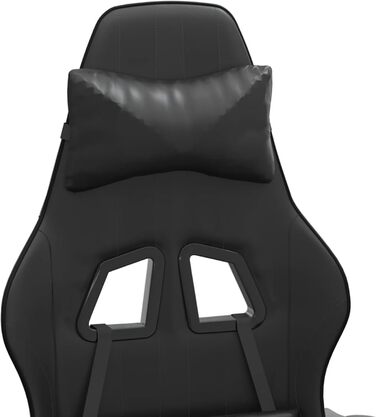 Зручне ігрове крісло зі шкіряною оббивкою та підставкою для ніг - Чорне, 57,5 x 59,5 x 121-131 см Ігрове крісло Модель 349539