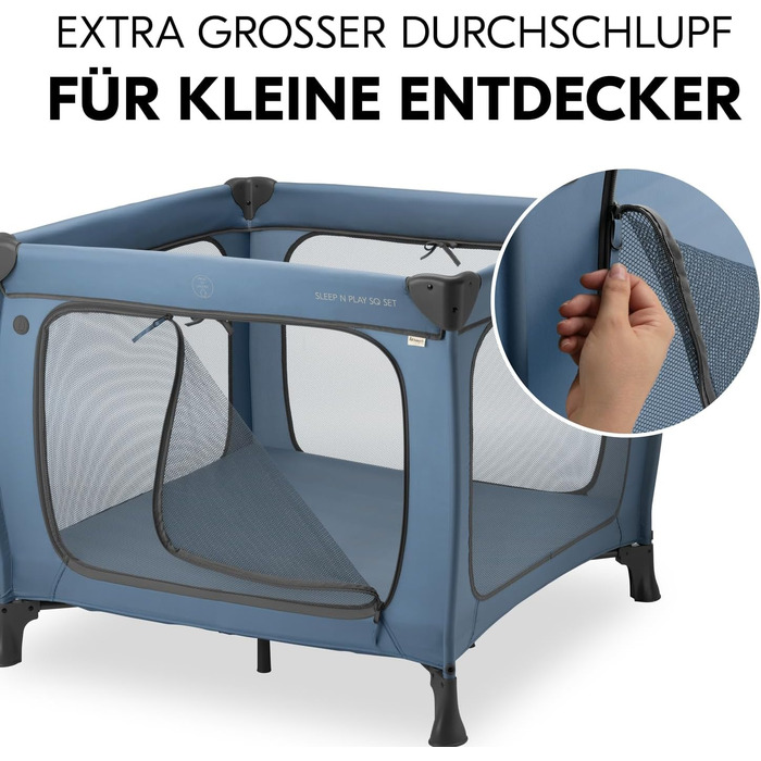 Темно-синій - Дорожнє ліжечко та манеж з матрацом від народження до 15 кг, ігровий центр з XL-розміром отвору, повітряні сітчасті вставки, складне дитяче ліжечко з сумкою для перенесення