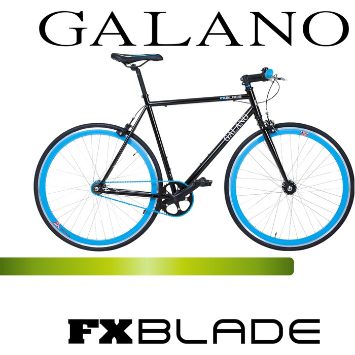 Велосипед Galano Blade Fixie для чоловіків та жінок, зріст 165-195 см, ретро-велосипед з однією швидкістю, 28-дюймові колеса, різні розміри, міські велосипеди з фліп-флоп втулкою, шосейний велосипед, міський велосипед, чорний/синій, 53 см