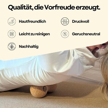 Набір для фасцій OVATIME з корку - фасційний валик 30 см x 10 см, Duoball 15 см x 7 см, фасційний м&39яч 6 см x 6 см - оптимальна підготовка до навантаження, сприяє швидкій регенерації, запобігає фасціальним спайкам