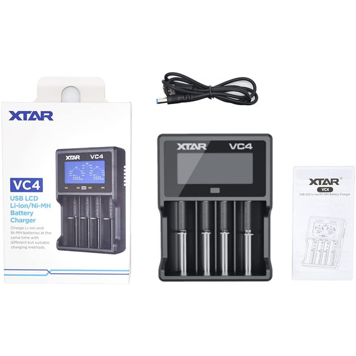 Зарядний пристрій 18650, 4 слоти. Швидкий зарядний пристрій 18650 з РК-дисплеєм, для літієвих акумуляторів-ліхтариків, що перезаряджаються, Ni-MH Ni-Cd AA AAA 10440 26650 14500 16340 18560 25500