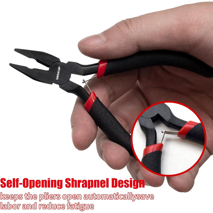 Набір міні-плоскогубців 8 шт. гострі, круглі, плоскі, довгі, з вигнутими та діагональними губками, кусачки та плоскогубці для рукоділля, електроніки та ювелірної справи, в чохлі