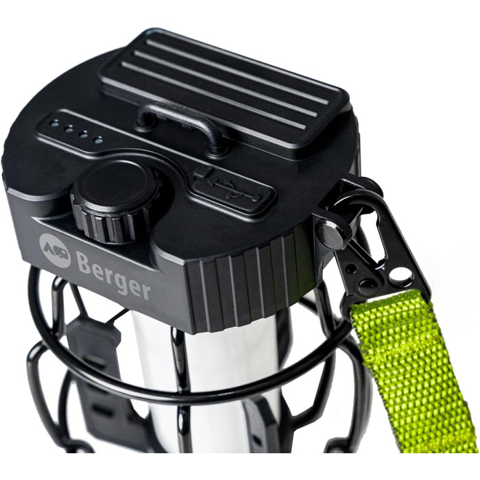 Ліхтар для кемпінгу BERGER Trueno Акумуляторний світлодіодний кемпінговий ліхтар із зарядкою через USB Вуличний ліхтар із регульованою яскравістю Бездротовий аварійний ліхтар, ідеально підходить для відключень електроенергії, наметів, походів та майстерен
