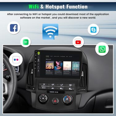 Автомобільна стереосистема Android 13 для Hyundai I30 2006-2011 з бездротовим Apple Carplay Android Auto, 9-дюймовий екран з Bluetooth GPS FM RDS WiFi HiFi SWC EQ USB камера заднього виду, 264G