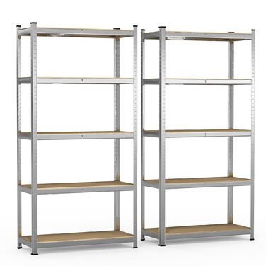 Надміцний стелаж VOUNOT, комплект з 2 шт., стелажі для зберігання, підвальні стелажі, безболтові стелажі, стелажі для майстерні, 180x90x40 см, 5 регульованих полиць, вантажопідйомність 875 кг, 90x40x180 см