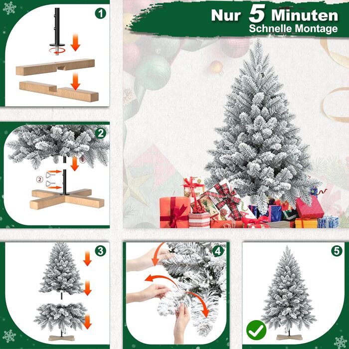 Штучна ялинка з ефектом натуральної білої сніжинки 150 см NAIZY