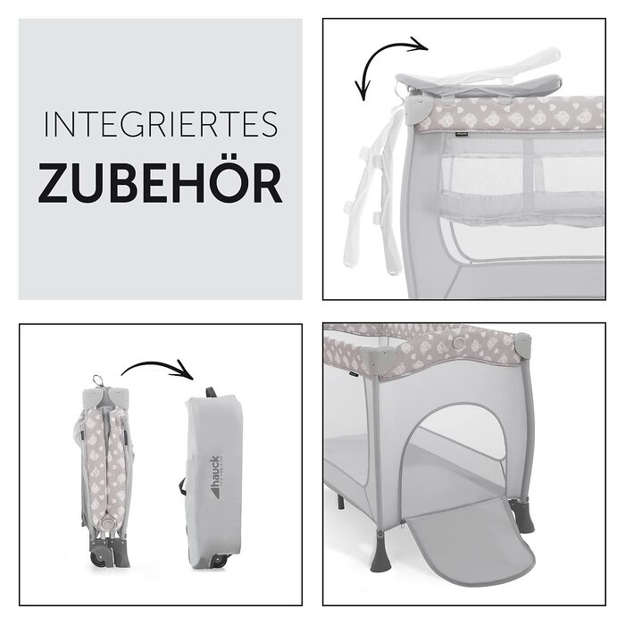 Дорожнє ліжечко Sleep N Play Center з люлькою для новонароджених, пеленальним матрасиком, люлькою-переноскою, колесами, ковзанками