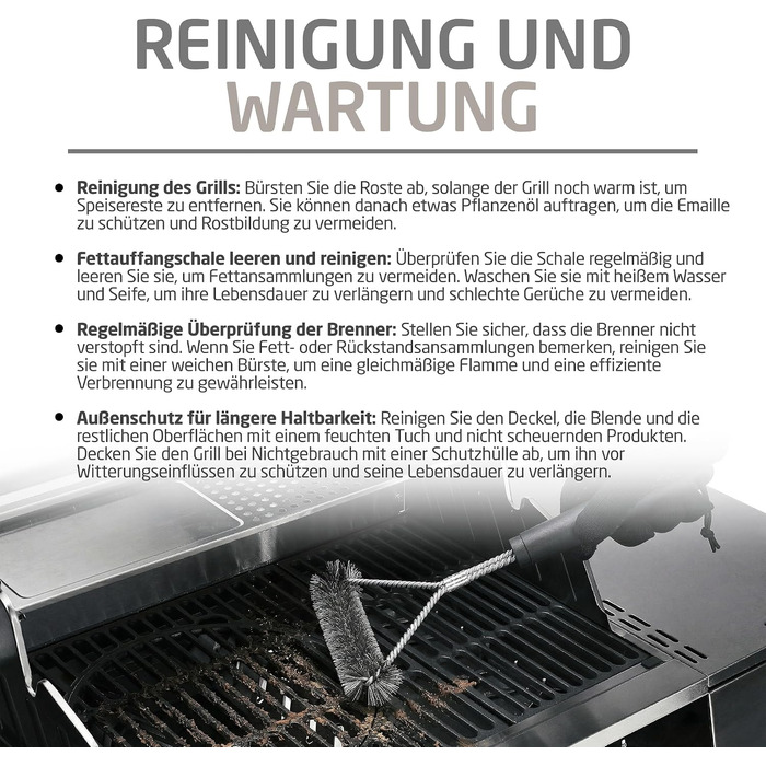 Газовий гриль Amig Fireplus XL GRILL-2 4F (129 x 55 x 115 см) чавунна решітка (60 x 41,5 см), термометр, бічна полиця, нижня шафа та колеса з гальмами, чорний