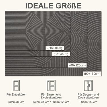 Килимок FEOMOS для внутрішніх/зовнішніх дверей 50x80 см, нековзний, брудозатримуючий килимок з абсорбуючою здатністю, миється та міцний, для вхідних дверей, коридору, балкону, кухні - сірий