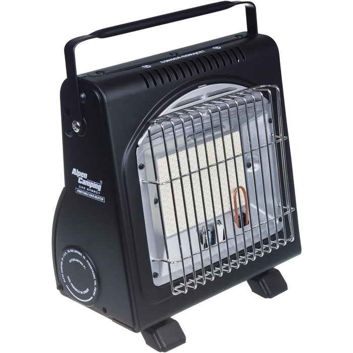 Портативний газовий обігрівач Alpen Camping IK1100, витрата газу 124 г/год, п&39єзорозпал (газова духовка 12 картриджів по 400 мл)