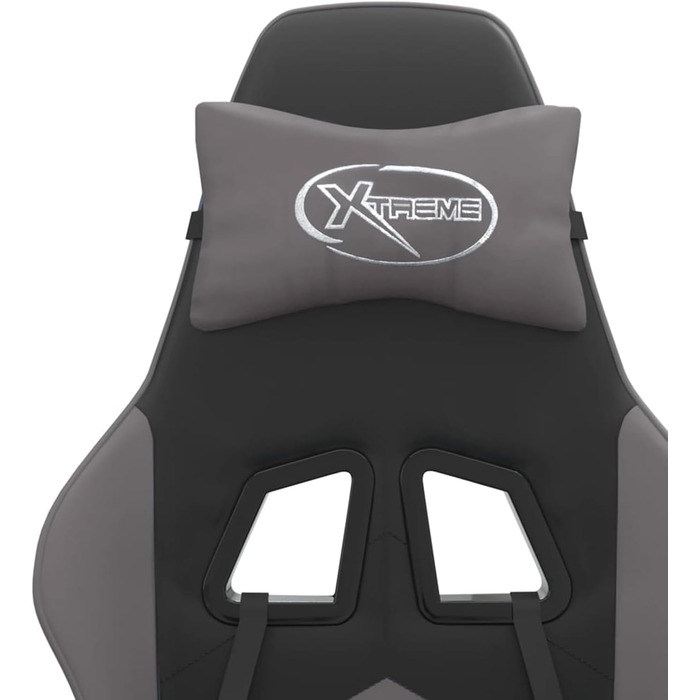 Геймерське крісло з функцією масажу, під шкіру, обертове на 360, чорно-сіре, 57,5 x 59,5 x 121-131 см, для розслаблюючої гри Модель 349595