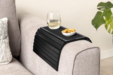 Піднос для дивана - Бамбуковий піднос для підлокітника, Підлокітник для дивана-батлера для організації, диванний батлер, Столик-піднос для підлокітників, переливчасті кольори підносів для дивана з органайзером чорний