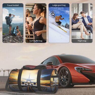 Спортивна сумка, дорожня сумка, рюкзак, з авіаційним принтом, сумка для подорожей на ніч, чорна, універсальний розмір, дорожня сумка