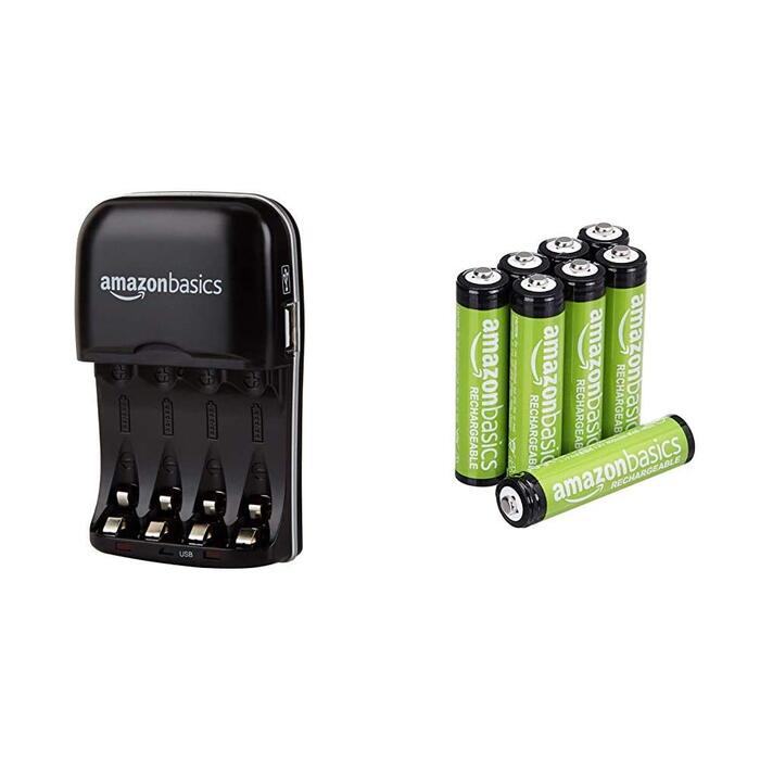 Зарядний пристрій Storeo Basics для акумуляторних Ni-MH акумуляторів типу AA/AAA та USB-пристроїв попередньо заряджені акумуляторні Ni-MH акумулятори типу AAA (1000 циклів, типово 800 мАг, 1,2 В, мінімум 750 мАг) 8 шт.
