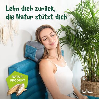 Подушка для шиї livasia Papaya - Ø 13x43 см - Подушка для шиї у формі папайї, подушка для дивана, подушка для читання з капоком, подушка для саду та балкону, подушка для подорожей ручної роботи (світло-блакитний)