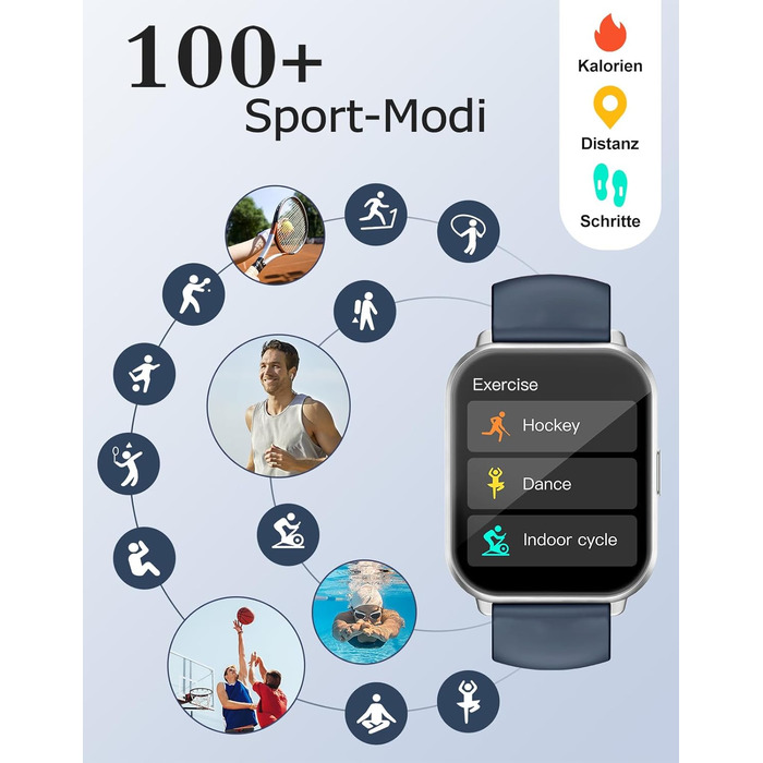 Розумний годинник RUIMEN з функцією телефону, розумний годинник для жінок та чоловіків, фітнес-годинник із HD-сенсорним екраном та моніторингом SpO2, монітором серцевого ритму, монітором сну, крокоміром, режимами кількох тренувань для Android та iOS, сріб