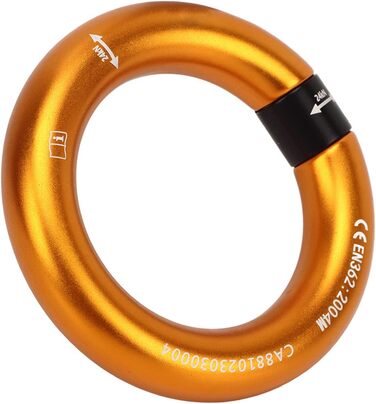 Алюмінієве кільце для спуску Fockety 24 KN, натяжне кільце 2,75 дюйма, з&39єднувальне кільце з отвором 0,47 дюйма, з&39єднувач для мотузки для рятувальників, будівельників, рятувальних робіт, килимок для слеклайну, золотистий