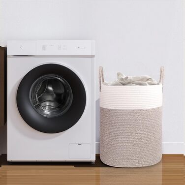 Тканий бавовняний кошик для білизни, 53L Кошик для білизни з ручкою, кошик для білизни для зберігання іграшок, кошик для білизни д