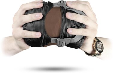 Ультралегкий спальний мішок normani Runty КОМПАКТНИЙ РОЗМІР Наповнювач з 3D мікрофібри Microtech, водонепроникний літній спальний мішок коричневого кольору 210 см x 75 см x 60 см (правий)