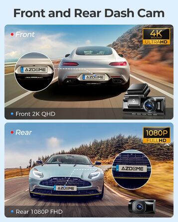 Автомобільний відеореєстратор AZDOME 3 лінзи 1440P 1080P 1080P з WiFi, GPS, фронтальною камерою 4K, супер нічним баченням, монітор