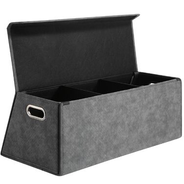 Органайзер для багажника Fyzeoty великий, шкіряний органайзер для позашляховиків, автомобілів, з магнітною кришкою, складаний та регульований, трапецієподібної форми, сірий