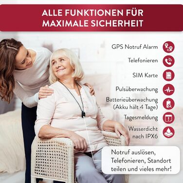 Годинник для людей похилого віку tellimed Solino PRO 4G GPS з функцією телефону, слотом для SIM-картки та без підписки - просте керування та максимальна безпека - Годинник для людей похилого віку з кнопкою екстреного виклику для людей похилого віку та дор