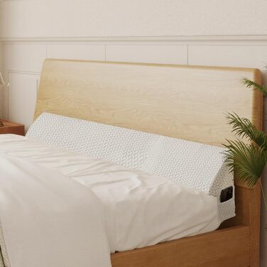 Подушка-клин для узголів&39я ліжка, опорна подушка з піни високої щільності, заповнює проміжок 0-15 см між матрацом та узголів&39ям, ергономічний дизайн для комфорту (білий, 180 x 25 x 15 см) Білий 180*25x15 см