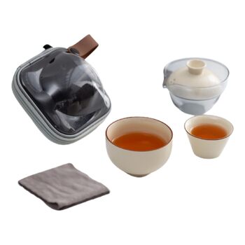 Набір для чаю в дорогу керамічний сервіз з рушником для подорожей Керамічний чайний сервіз Набір для пікніка, походів та кемпінгу Подарунок
