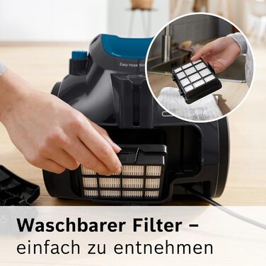 Пилосос без мішка Clean'n Series 2 BGC05A220A, пилосос, підлогова насадка для паркету, килима, плитки, гігієнічний фільтр, довгий