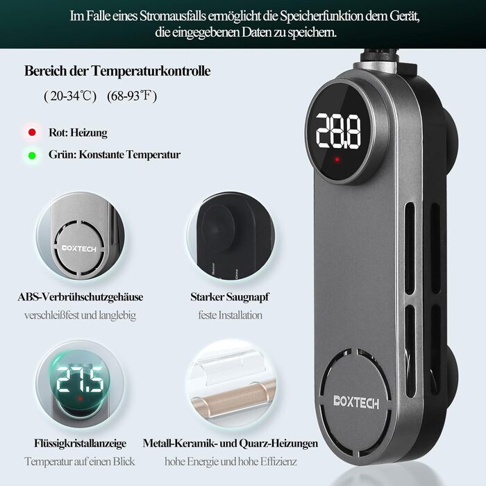 Обігрівач для акваріума boxtech, невеликий занурювальний обігрівач з регульованими характеристиками, захистом від перегріву та цифровим дисплеєм для акваріумів (50 Вт)