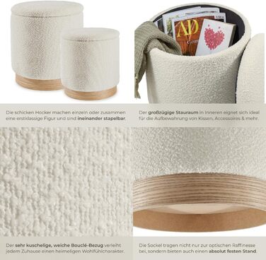 Набір із 2 стільців для зберігання речей, тканина букле ведді, скандинавський стиль, пуф, круглий м&39який стілець для туалетного столика, меблі для спальні, вітальні, коридору, стілець для зберігання речей для дому