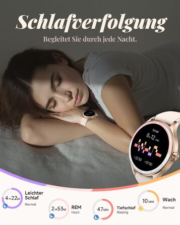 Жіночий смарт-годинник TOOBUR, круглий, 40 мм, крокомір та фітнес-годинник для щоденного використання, понад 100 спортивних режимів, елегантний жіночий смарт-годинник, сумісний з Android/iOS, функція телефону з дзвінками, водонепроникний IP68, бежевий