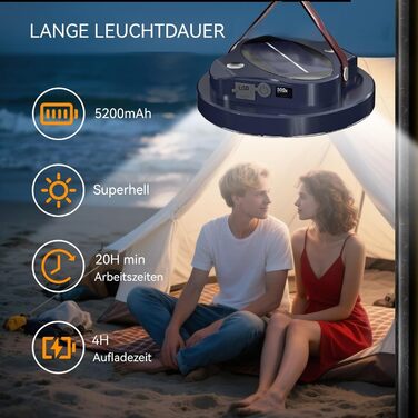 Світлодіодний кемпінговий ліхтар LETOUR, акумуляторний кемпінговий ліхтар з акумулятором 5200 мАг, зовнішній кемпінговий ліхтар, 4 режими освітлення, акумуляторний кемпінговий ліхтар, світлодіодний кемпінговий ліхтар, ліхтар для намету, аварійне освітленн