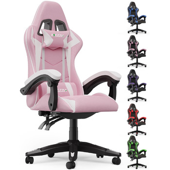 Ігрове крісло bigzzia, спинка з нахилом 90-135, ергономічне ігрове крісло з підголівником та підлокітниками, дихаюче комп&39ютерне крісло для підлітків, хлопчиків, дівчаток та дорослих, рожеве, базові стилі