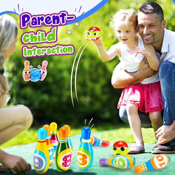 Набір для боулінгу для дітей, іграшка для хлопчиків 1, 2 та 3 років, подарунок для хлопчиків 1-6 років, ігри для дітей 2, 3 та 4 років, іграшка Монтессорі для дітей від 2 років, іграшка для активного відпочинку на свіжому повітрі для дітей 1, 2, 3, 4 та 5