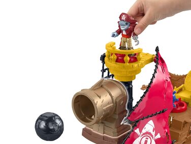 Піратський корабель Fisher-Price IMAGINEXT Haimaul - рухомі плавники, силова панель для відкриття таємного скарбу, гармати, зона д
